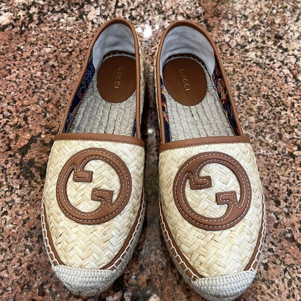 Gucci Tan and Cream Espadrilles